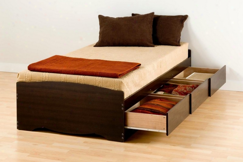 Sonoma Espresso End  Xl Long Twin Size Platform Bed W/drawer