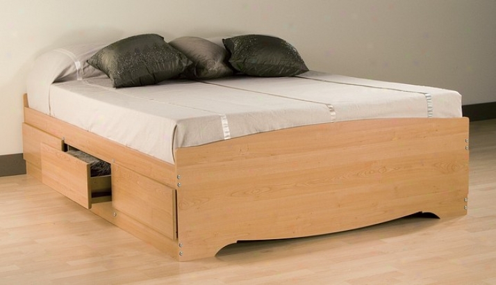 Sonoma Maple Finish Queen Size Platform Bed W/storage Drawer