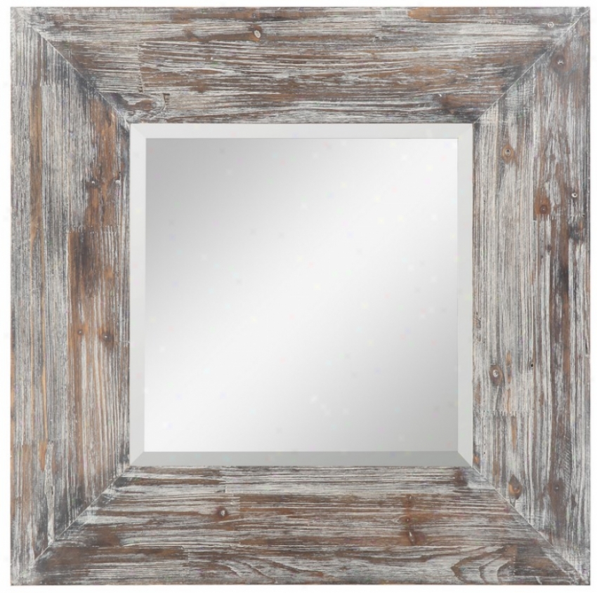 Equality Beveled Wall Mirror In Rustic White Wash Finish