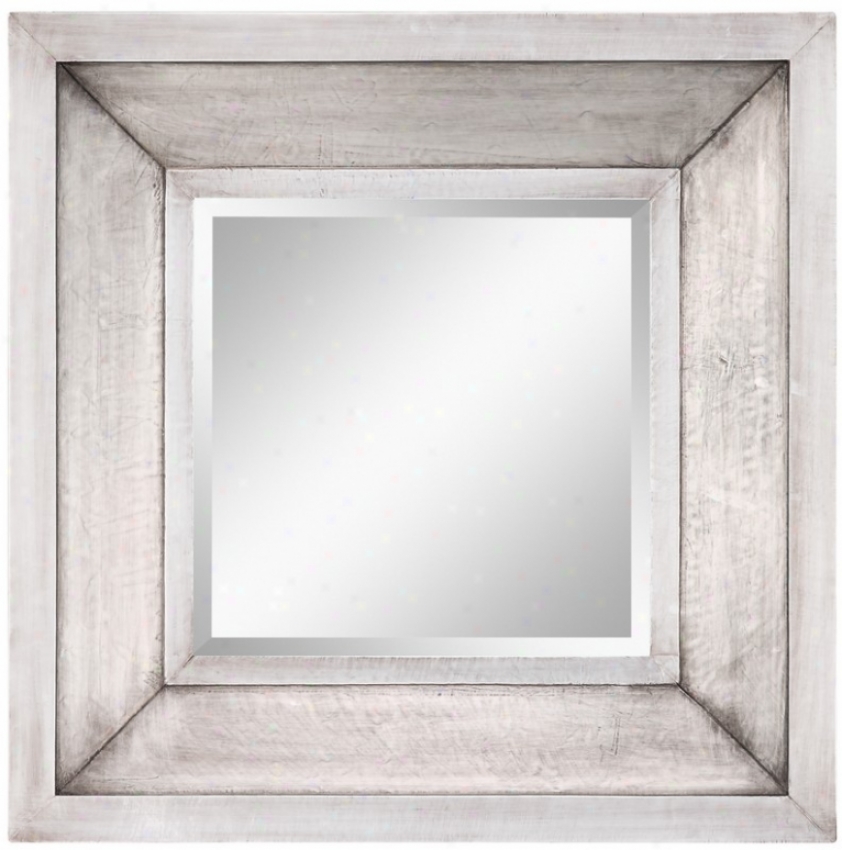 Square Beveled Wall Mirror In Silver Finish