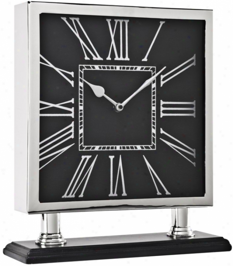 Adjusted Clock With Roman Numeralss In Shiny Nickel Finish