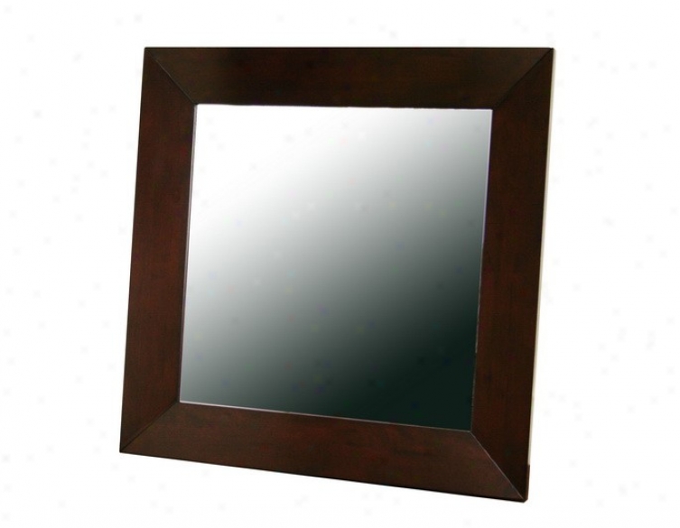 Square Mirror With Wood Frame In Dark Brown Finish