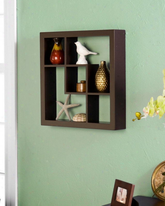 Square Wall uCbe Display Shelf In Espresso Finish