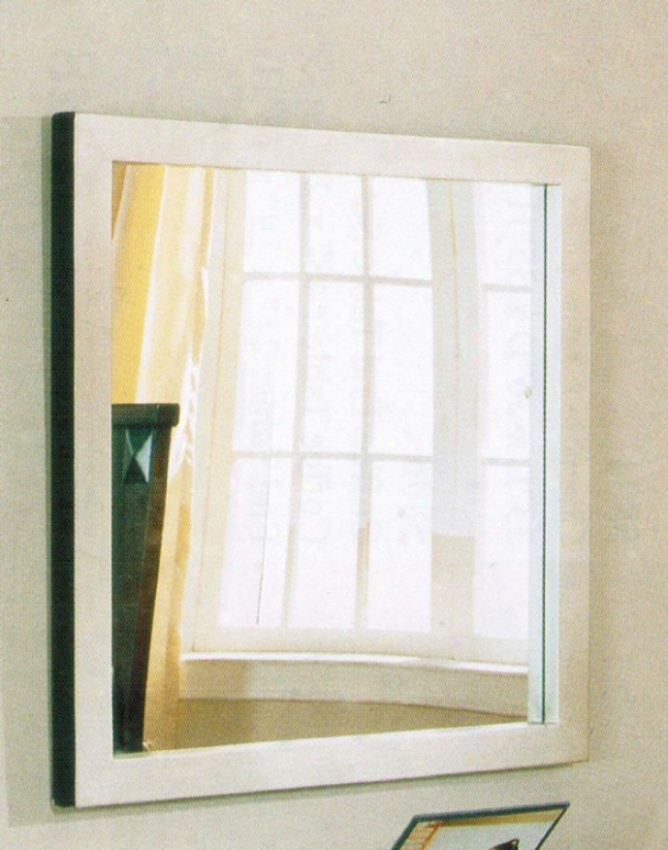 Square Wall Mirror White Finish