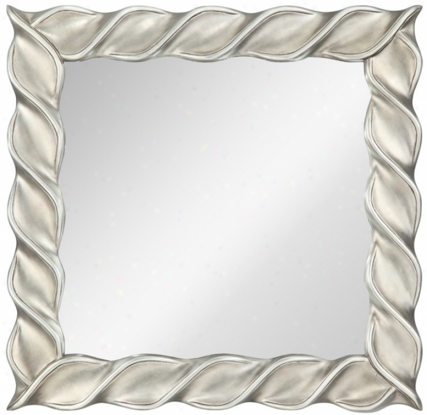 Square Wall Mirror With Rope Like Frame In Sliver Fkish