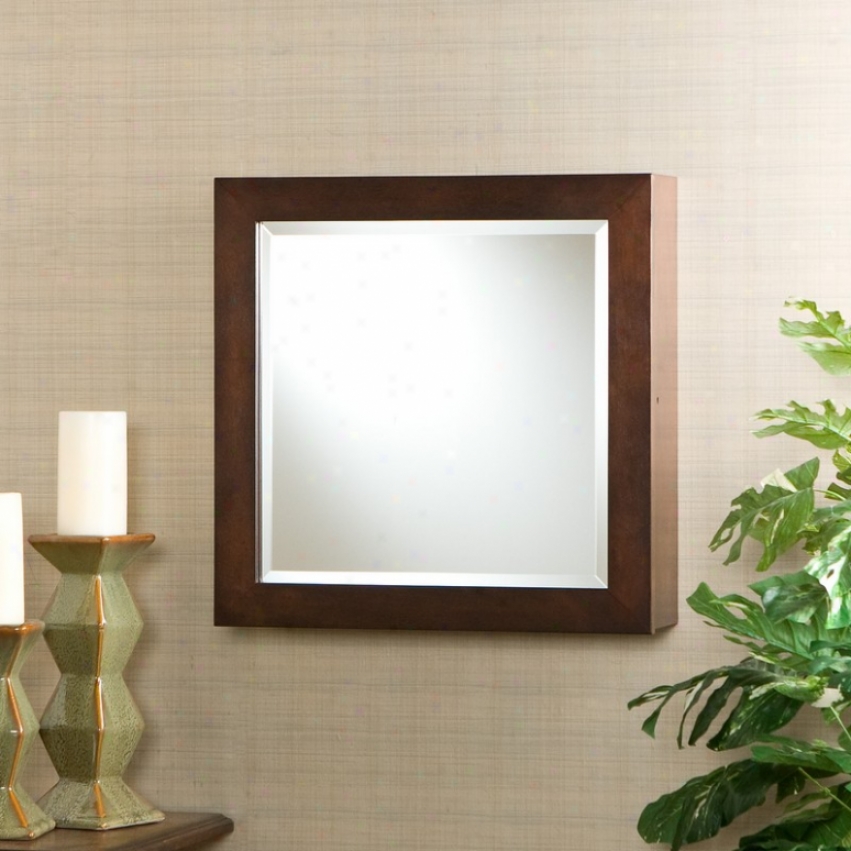 Square Wall Mount Jewelry Armoire Mirror Espresso Finiish