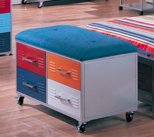 Storage Bench Witth Casters In Multixolor Finish