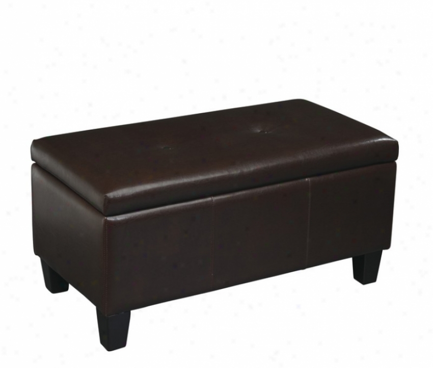 Storage Bench With Wooden Legs In Espresso Bonded Leather