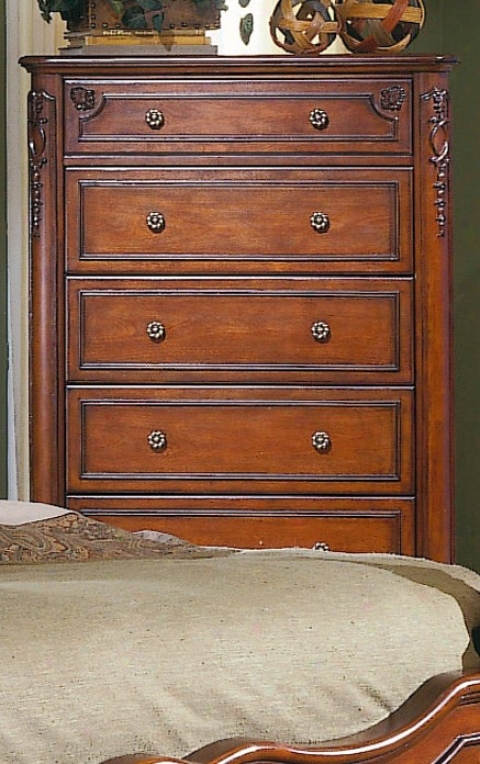 Storage Chest Cabriole Legs In Warm Cherry Finish