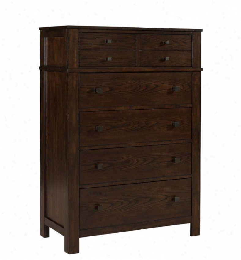 Storage Chest With Five Drawers In Antique Walnut Finish