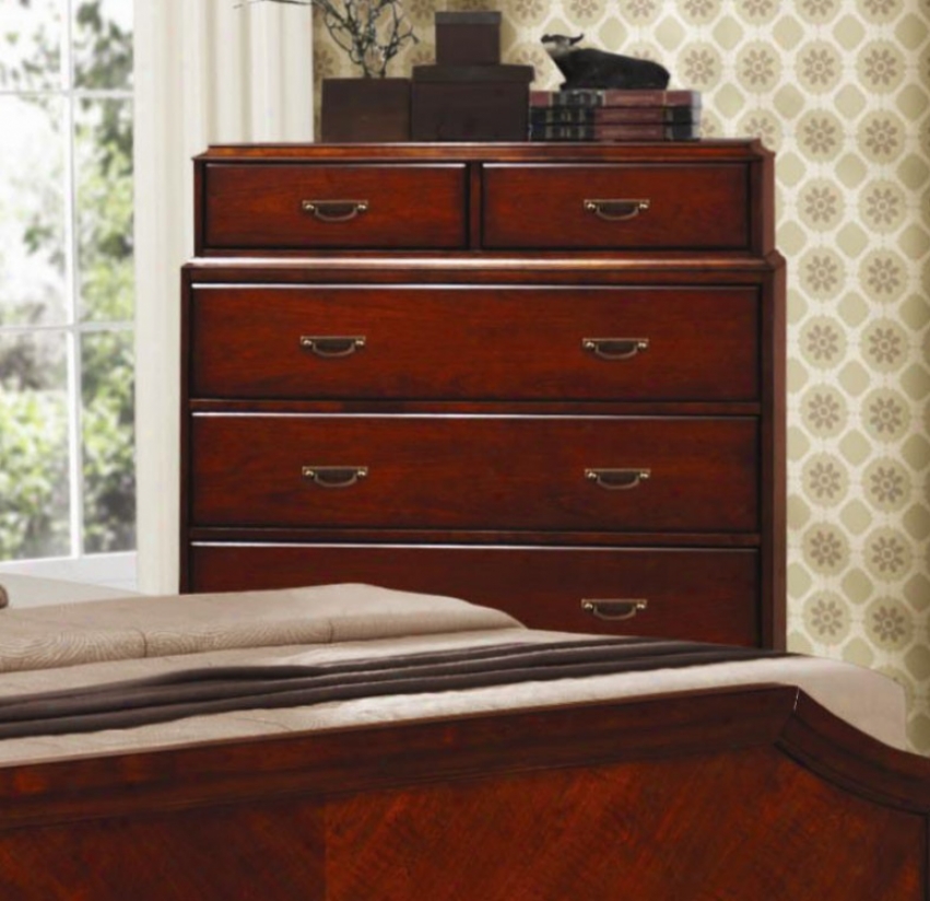 Storage Chest With Flared Legs In Cherry Finish