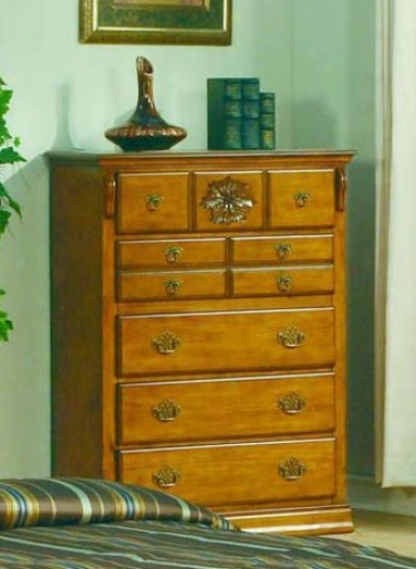 Storage Chest With Floral Carving In Pine Finish
