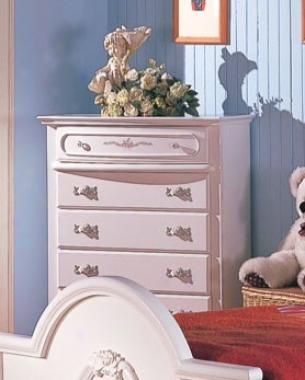 Storage Chest With Floral Painted In Antique White Finish