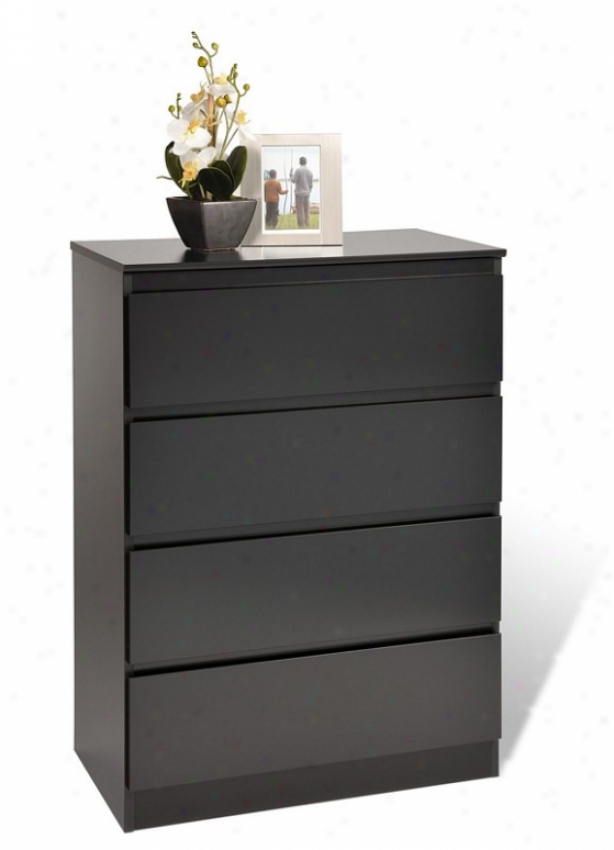 Storage Chest With Four Drawers In Black Finish