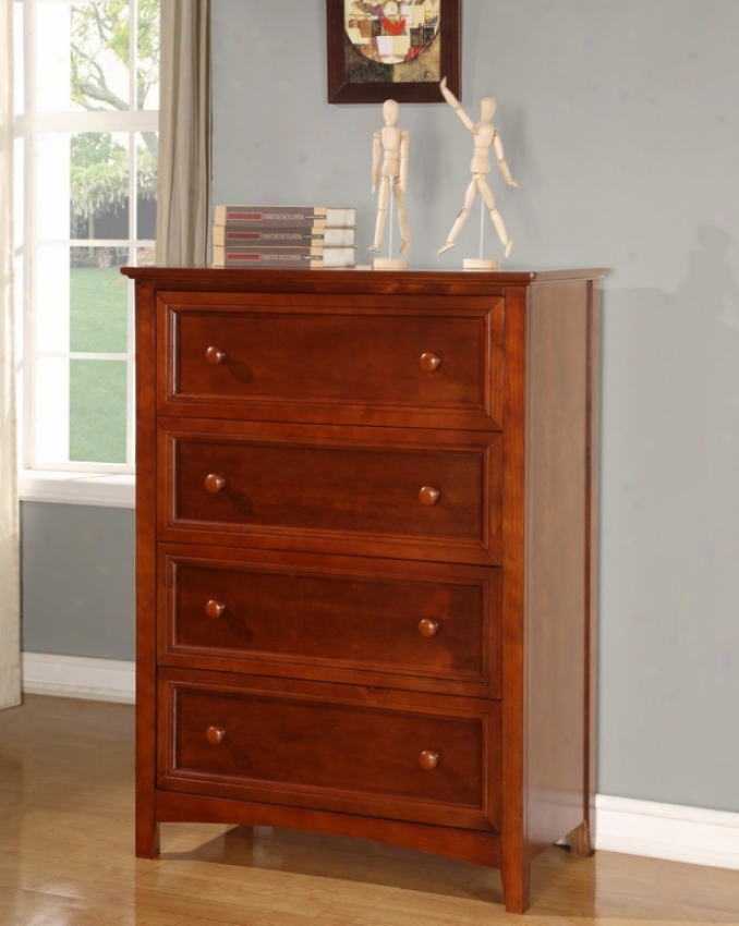 Storage Chest With Four Drawers In Cinnamon Finish