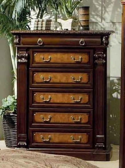 Storage Chest With Possession Carved Accents In Medium Chestnut Finish