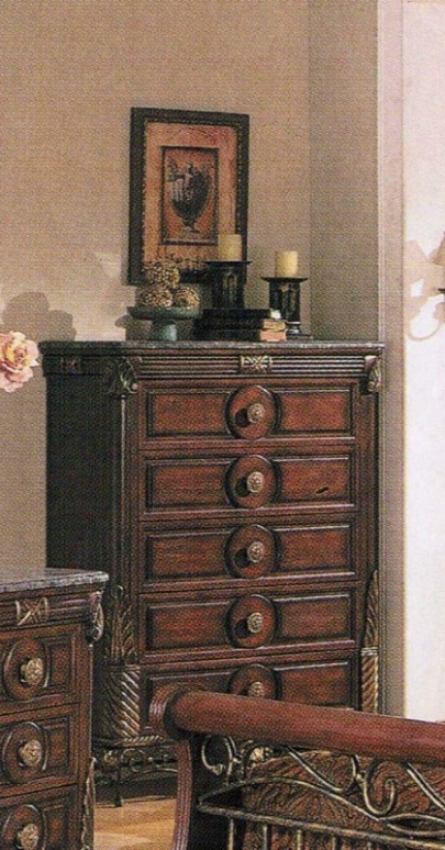 Storage Chest With Marble Top Brown Finish