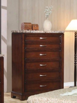 Storage Chest With Marble Top In Mahogany Finish