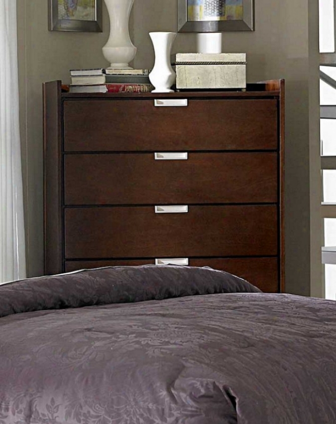 Storage Cheest With Metal Accent In Cherry Finish