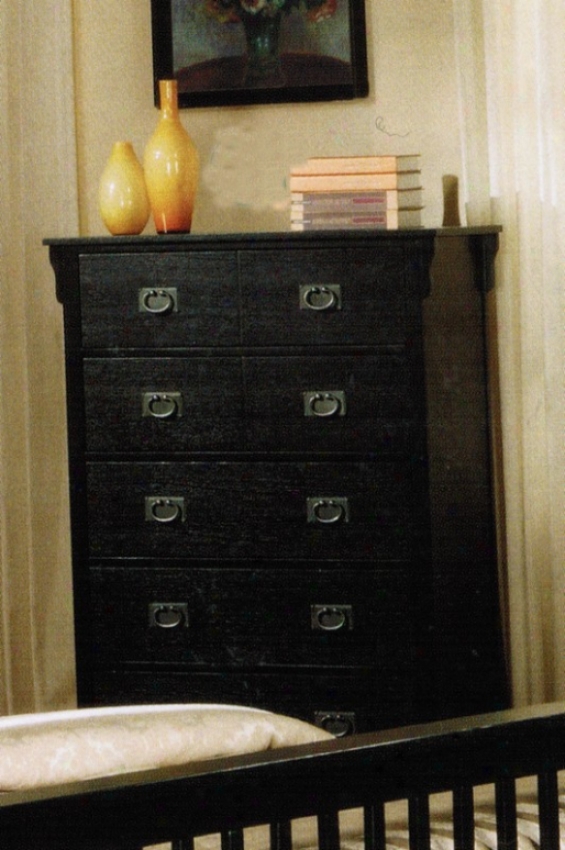 Storage Chest With Pewter Handles In Distressed Black Finish