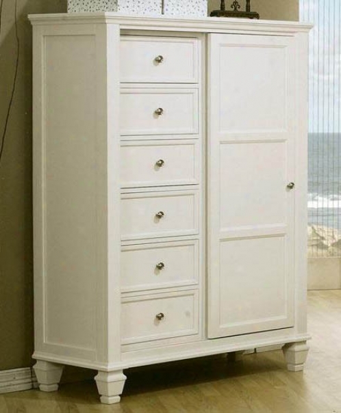 Storage Chest Witg Sliding Door In White Finish