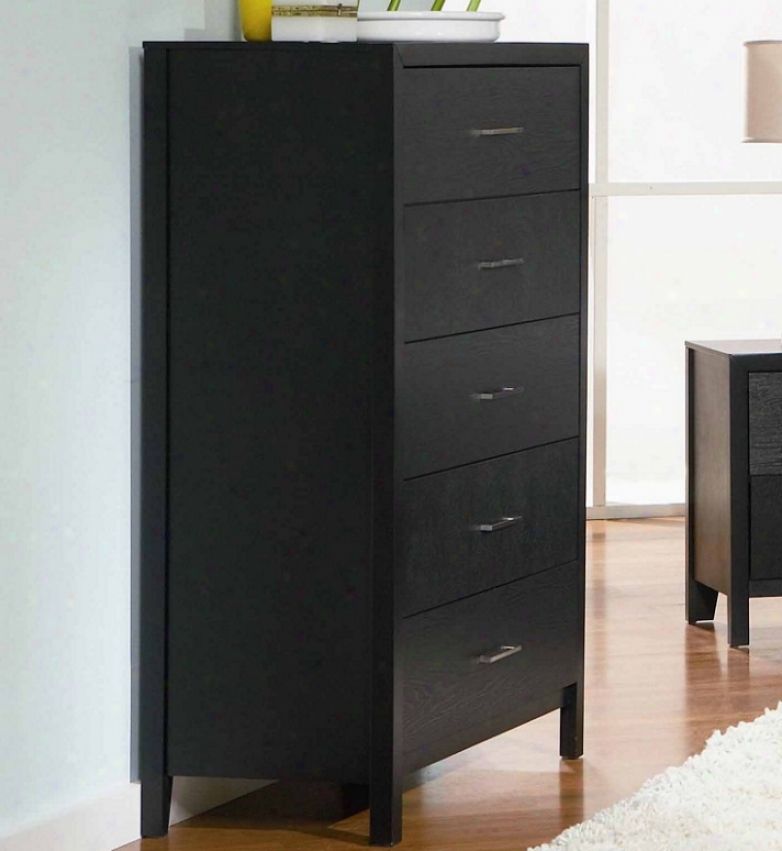 Storage Chest With Wood Graain In Black Finish