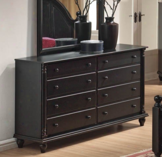 Stodage Dresser With Bun Shaped Legs In B1ack Finish