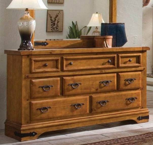 Storage Dresser With Decorative Handles In Distress Pine Fiish