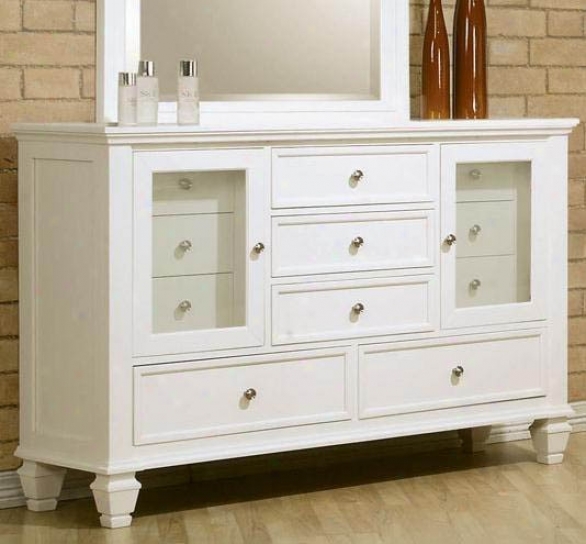 Storage Dresser Attending Glass Doors In White Finish