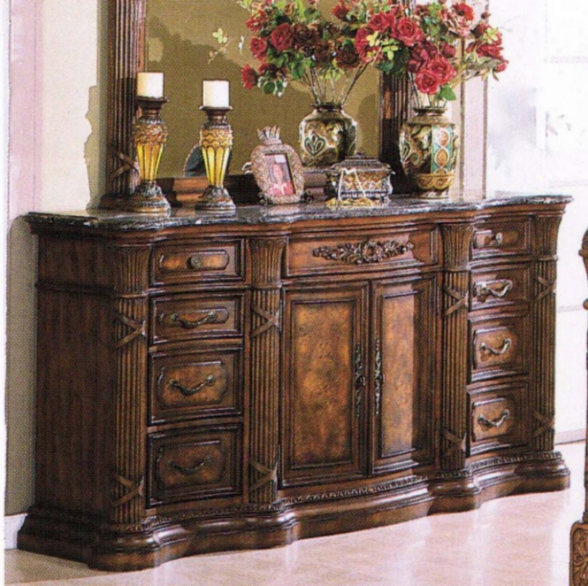 Storage Dresser With Marble Top Dark Brown Finish