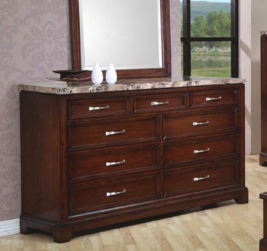 Stprage Dresser With Marble Top In Mahogany Finish