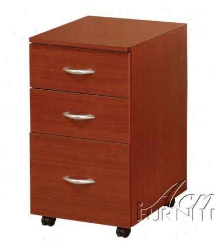 Storage File Cabinet With Casters In Cherry Finish