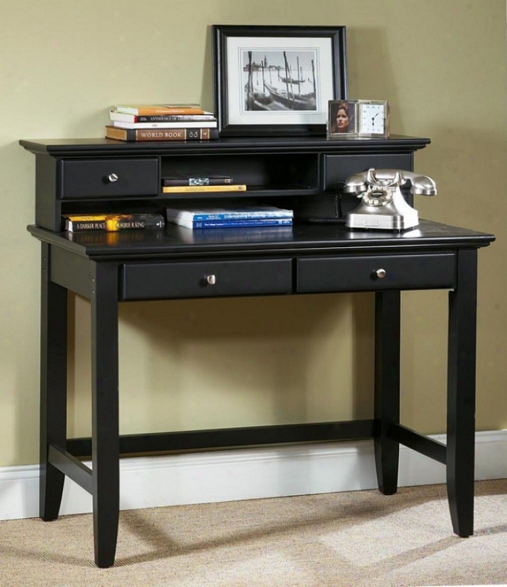 Student Desk With Hutch Contemporary Style In Ebony Finish