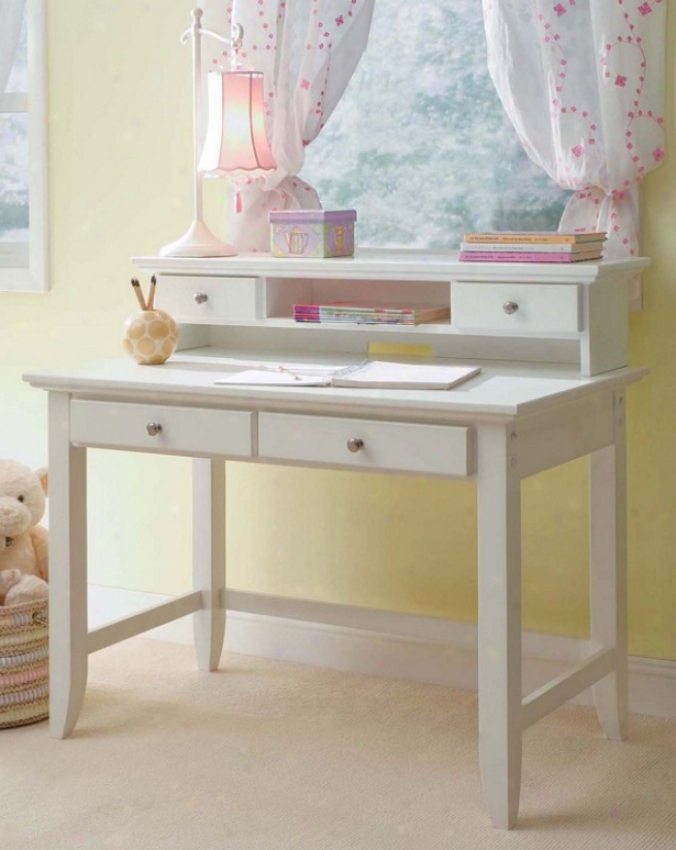 Student Desk With Hutch In White Finish