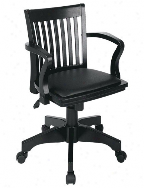 Swivel Bankers Chair By the side of Black Vinyl In Black Finish