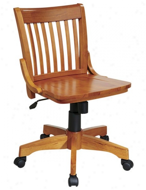 Swivel Bankers Chaair With Wood Seat In Frui5wood Finish