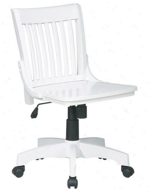 Swivel Bankers Chairman With Wood Seat In White Finish