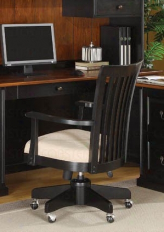 Swivel Desk Chair Through  Casters In Espresso Finish