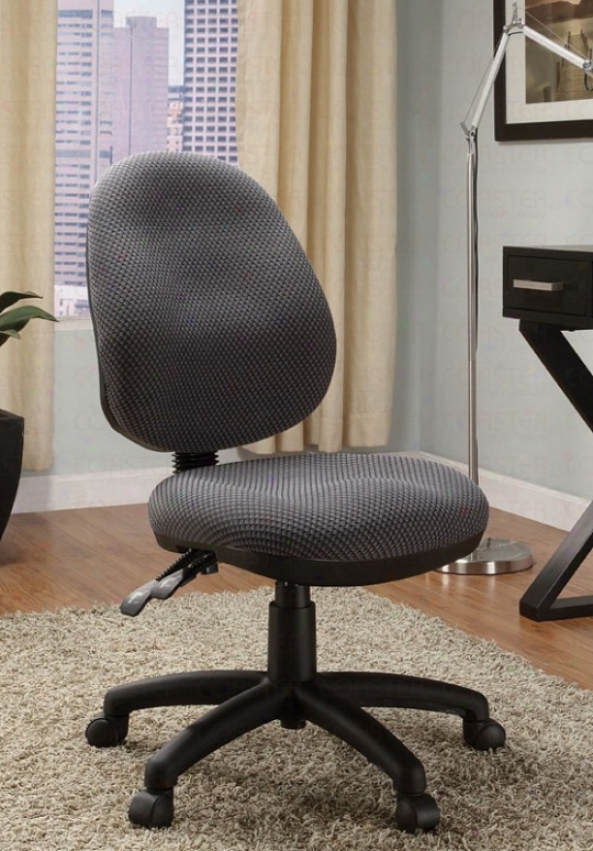 Swivel Office Chair With Adjustable Back In Grey Fabric