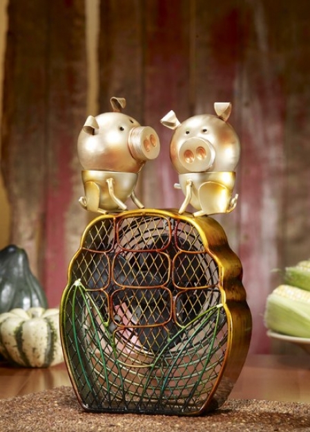 Table Fan With Pigs Figurine Design In Multi Finish