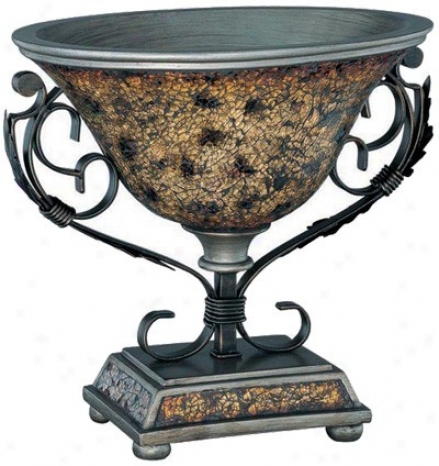 Table Top Bowl With Mosaic Glass Accent In Dark Bronze Finish