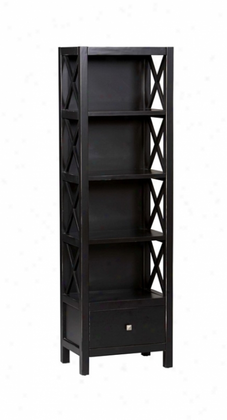 Tall Bookcase - Anna Collection Antique Black Finish