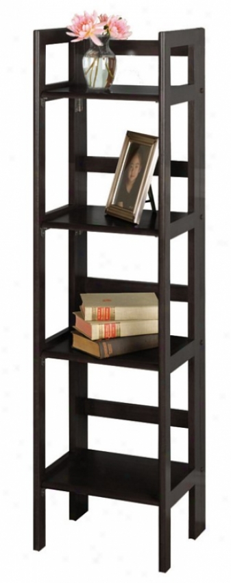 High Narrow Black Finish 4-tier Foldable Self / Bookcase