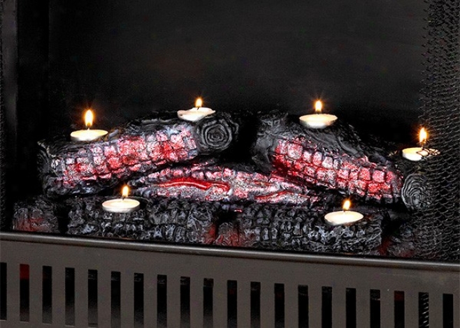 Tealight Log Holder Glowing Charred Ember Looking