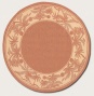 7'6&quot Round Area Rug With Palm Tree Design Border In Terra-cotta