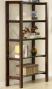 Home Place of business Glass 4-tier Bookcase In Wamr Dark Wood Finish