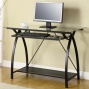 Meta1 Computer Desk With Glass Top In Gunmetal Finish