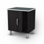 Nightstand In the opinion of Metal Legs Contemporary Style In Black Onyx Finish