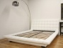 Queen Size Platform Bed With Tufted Design In White Faux Leather