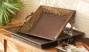 Set Of 2 Casa Cristina Square Trays With Handles In Antique Gold Finish